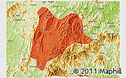 Political 3D Map of Liancheng, physical outside