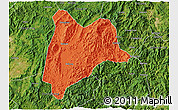 Political 3D Map of Liancheng, satellite outside
