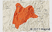 Political 3D Map of Liancheng, shaded relief outside