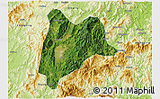 Satellite 3D Map of Liancheng, physical outside