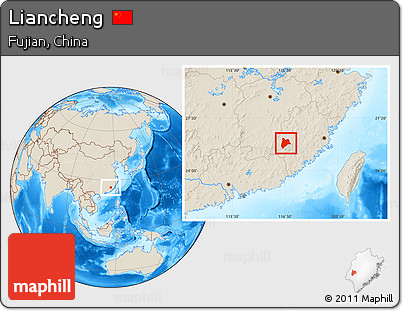 Shaded Relief Location Map of Liancheng