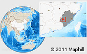 Shaded Relief Location Map of Liancheng, highlighted country, highlighted parent region