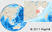 Shaded Relief Location Map of Liancheng, highlighted parent region