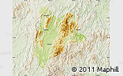 Physical Map of Liancheng, lighten