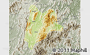 Physical Map of Liancheng, semi-desaturated