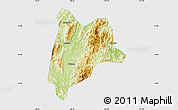 Physical Map of Liancheng, single color outside