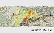 Physical Panoramic Map of Liancheng, semi-desaturated