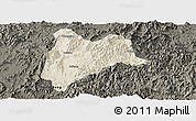 Shaded Relief Panoramic Map of Liancheng, darken