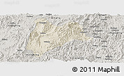 Shaded Relief Panoramic Map of Liancheng, semi-desaturated