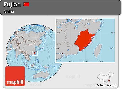 Gray Location Map of Fujian