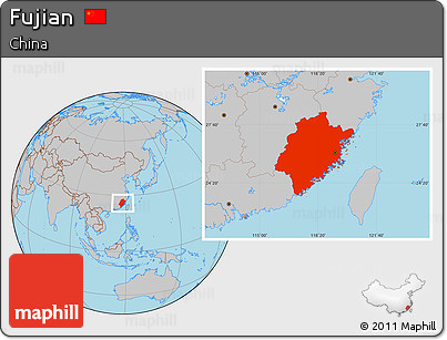 Gray Location Map of Fujian