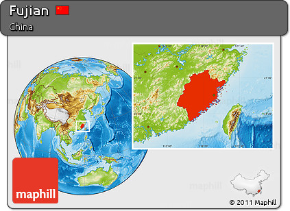Physical Location Map of Fujian