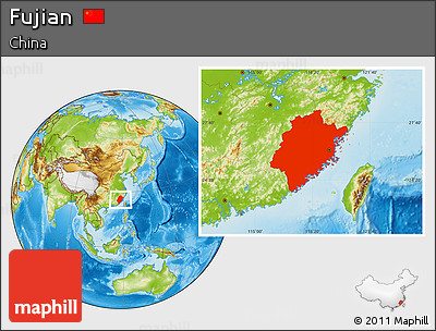 Physical Location Map of Fujian