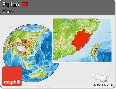 Physical Location Map of Fujian