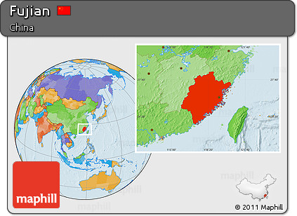 Political Location Map of Fujian