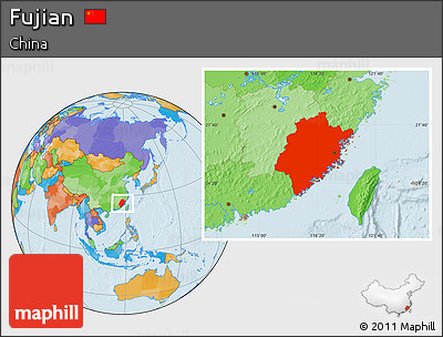 Political Location Map of Fujian