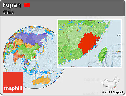 Political Location Map of Fujian