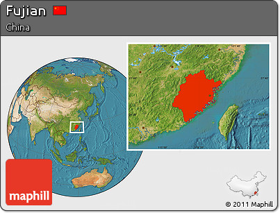 Satellite Location Map of Fujian