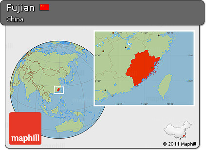 Savanna Style Location Map of Fujian