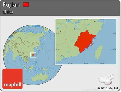 Savanna Style Location Map of Fujian