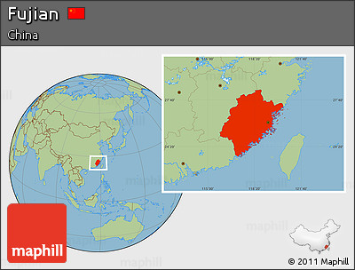 Savanna Style Location Map of Fujian