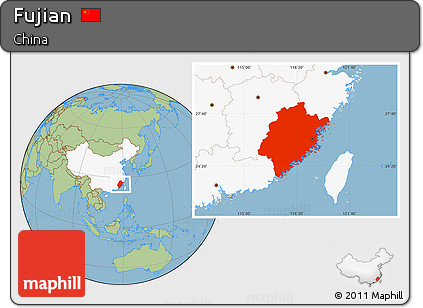 Savanna Style Location Map of Fujian, highlighted country