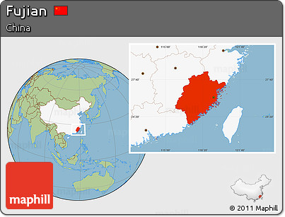 Savanna Style Location Map of Fujian, highlighted country