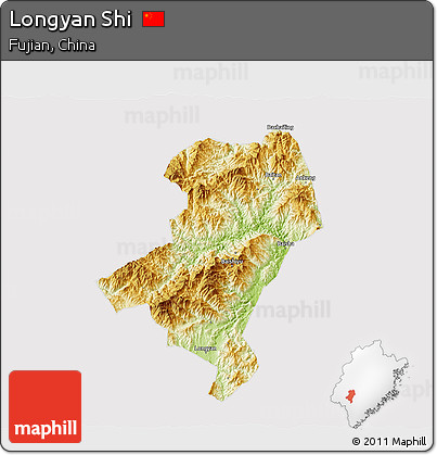 Physical 3D Map of Longyan Shi, cropped outside