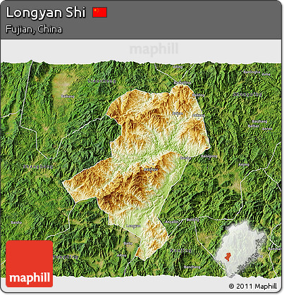 Physical 3D Map of Longyan Shi, satellite outside