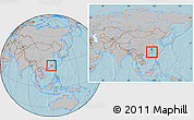 Gray Location Map of Longyan Shi, within the entire country, hill shading