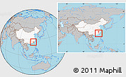 Gray Location Map of Longyan Shi, highlighted country, within the entire country
