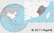 Gray Location Map of Longyan Shi, highlighted country, highlighted parent region