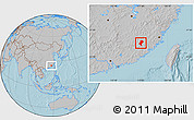 Gray Location Map of Longyan Shi, hill shading