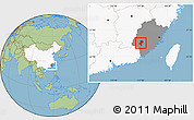 Savanna Style Location Map of Longyan Shi, highlighted country, highlighted parent region