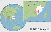 Savanna Style Location Map of Longyan Shi, highlighted parent region