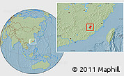 Savanna Style Location Map of Longyan Shi, hill shading