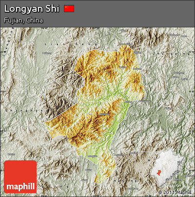 Physical Map of Longyan Shi, semi-desaturated