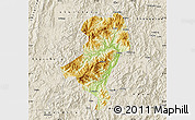 Physical Map of Longyan Shi, shaded relief outside