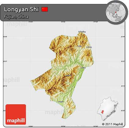 Physical Map of Longyan Shi, single color outside