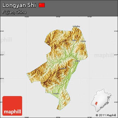 Physical Map of Longyan Shi, single color outside