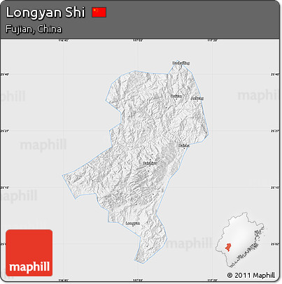 Silver Style Map of Longyan Shi, single color outside