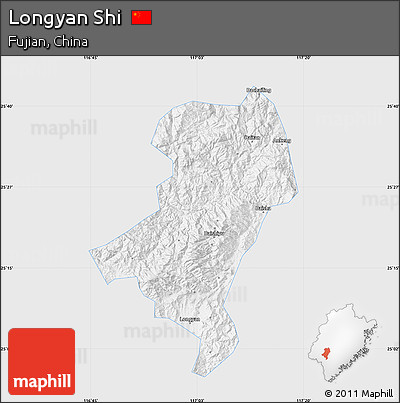 Silver Style Map of Longyan Shi, single color outside