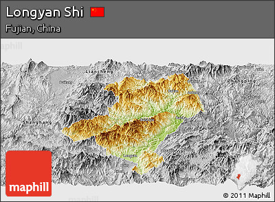 Physical Panoramic Map of Longyan Shi, desaturated