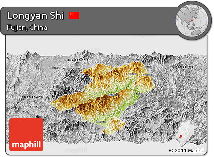 Physical Panoramic Map of Longyan Shi, desaturated