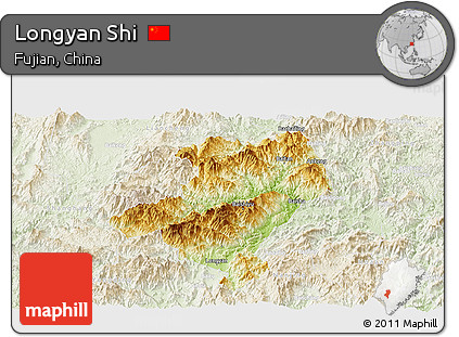 Physical Panoramic Map of Longyan Shi, lighten
