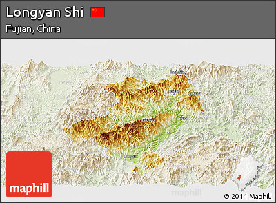 Physical Panoramic Map of Longyan Shi, lighten