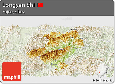 Physical Panoramic Map of Longyan Shi, lighten