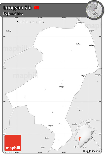 Silver Style Simple Map of Longyan Shi
