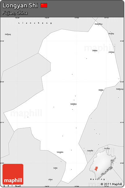 Silver Style Simple Map of Longyan Shi