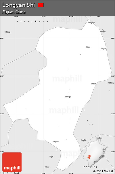 Silver Style Simple Map of Longyan Shi